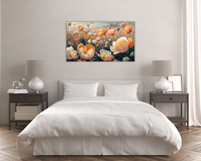 Foto 2 | Cuadro Decorativo Entelado 70x120cm Campo de Flores con Cielo y Abeja Arte Generativo Lleno de Vida