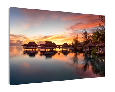 Foto 1 | Cuadro Decorativo Entelado 100x150cm Atardecer en Bora Bora, Paraíso Tropical