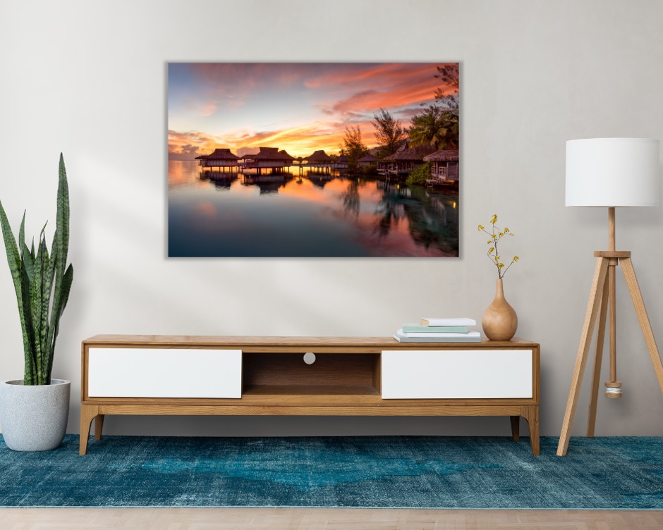 Foto 2 | Cuadro Decorativo Entelado 100x150cm Atardecer en Bora Bora, Paraíso Tropical