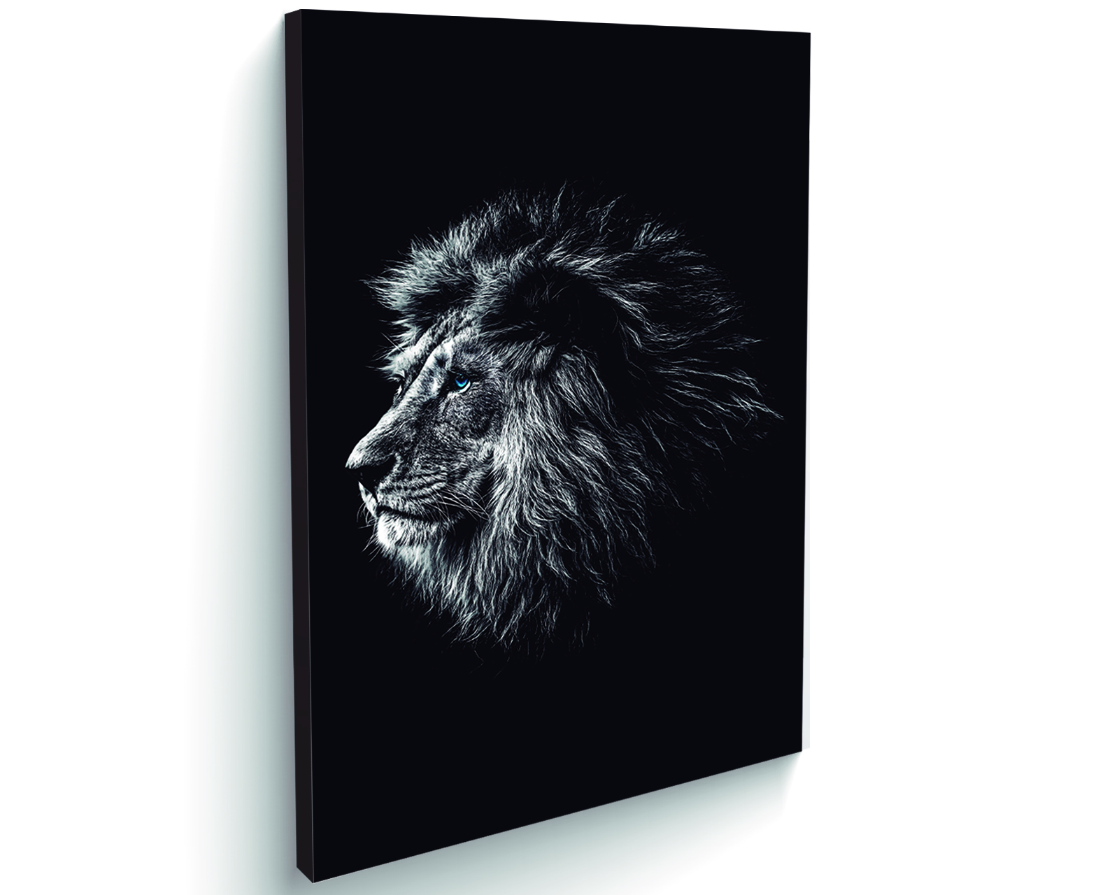Foto 3 pulgar | Cuadro Decorativo Entelado León en Blanco y Negro con Ojos Azules 70x120 cm