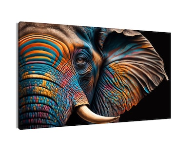 Foto 1 | Cuadro Decorativo Entelado 70x120cm Retrato de Elefante con Colores Vibrantes Arte Generativo Lleno de Vida