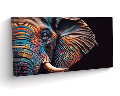 Foto 2 | Cuadro Decorativo Entelado 70x120cm Retrato de Elefante con Colores Vibrantes Arte Generativo Lleno de Vida