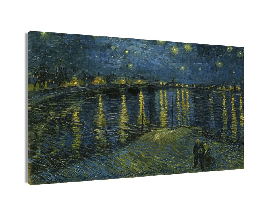 Cuadro Decorativo Entelado 70X120cm Noche Estrellada sobre el Ródano, Obra Maestra de Van Gogh