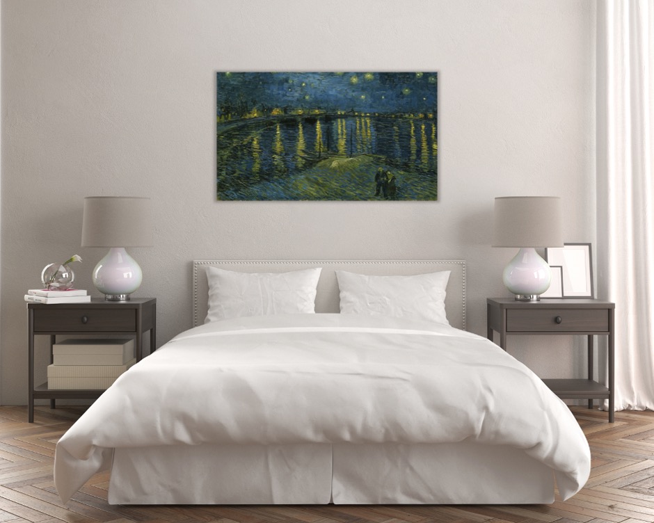Foto 2 | Cuadro Decorativo Entelado 70X120cm Noche Estrellada sobre el Ródano, Obra Maestra de Van Gogh
