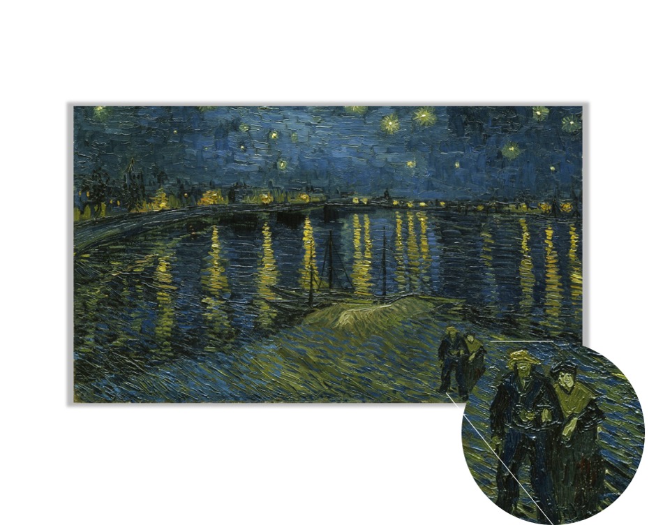 Foto 4 pulgar | Cuadro Decorativo Entelado 70X120cm Noche Estrellada sobre el Ródano, Obra Maestra de Van Gogh