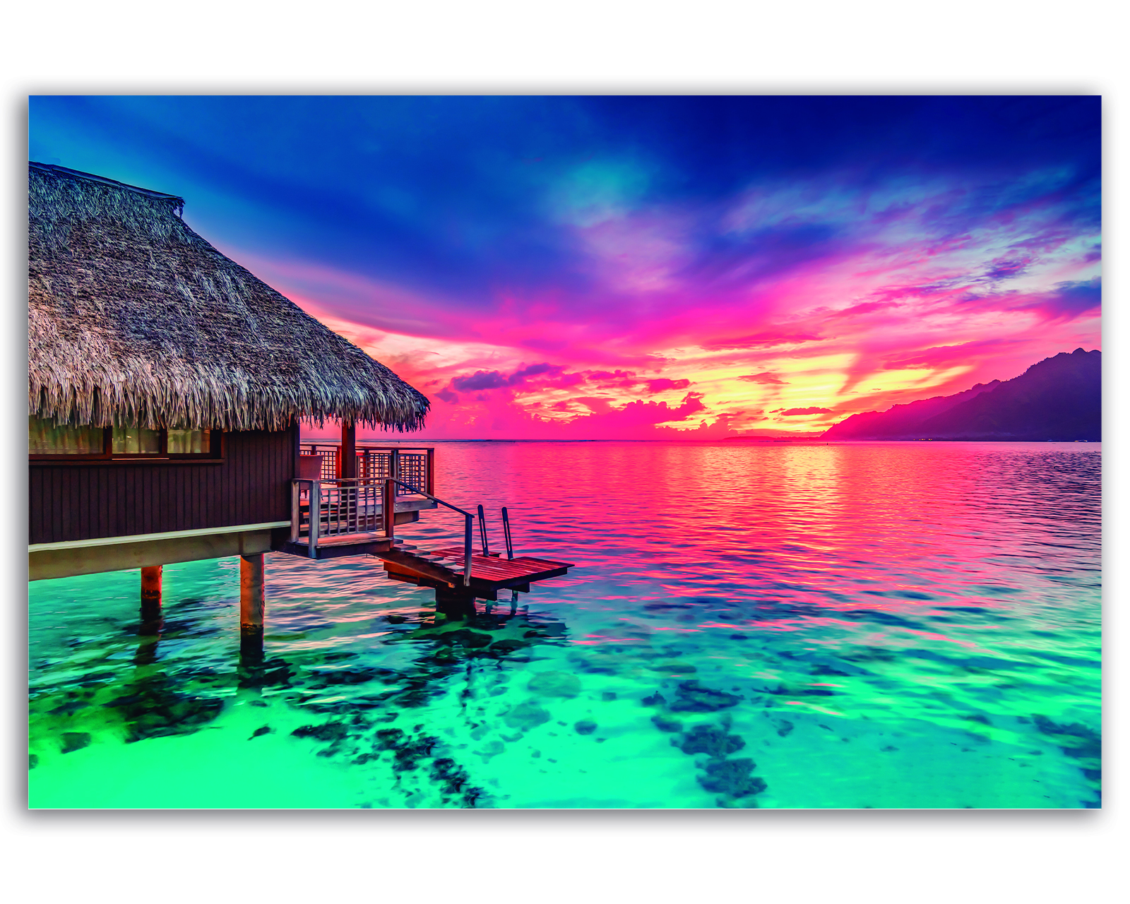 Cuadro Entelado Cuadros Cuadros   Atardecer En La Playa 100x150 Cm