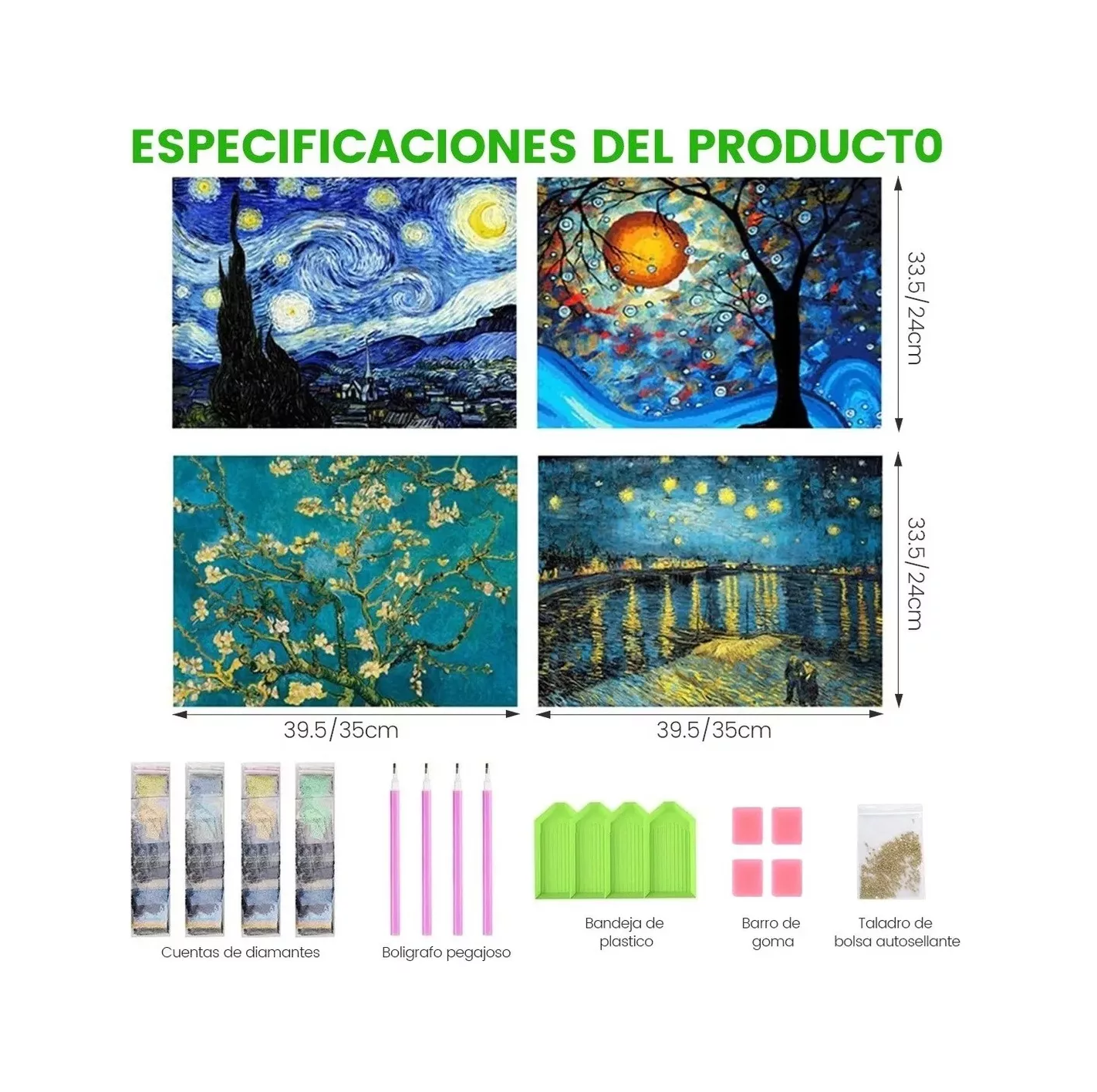 Foto 3 pulgar | Cuadro Decorativo Pintura Diamante 5d 4 Set Multicolor