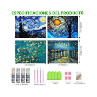 Foto 2 | Cuadro Decorativo Pintura Diamante 5d 4 Set Multicolor