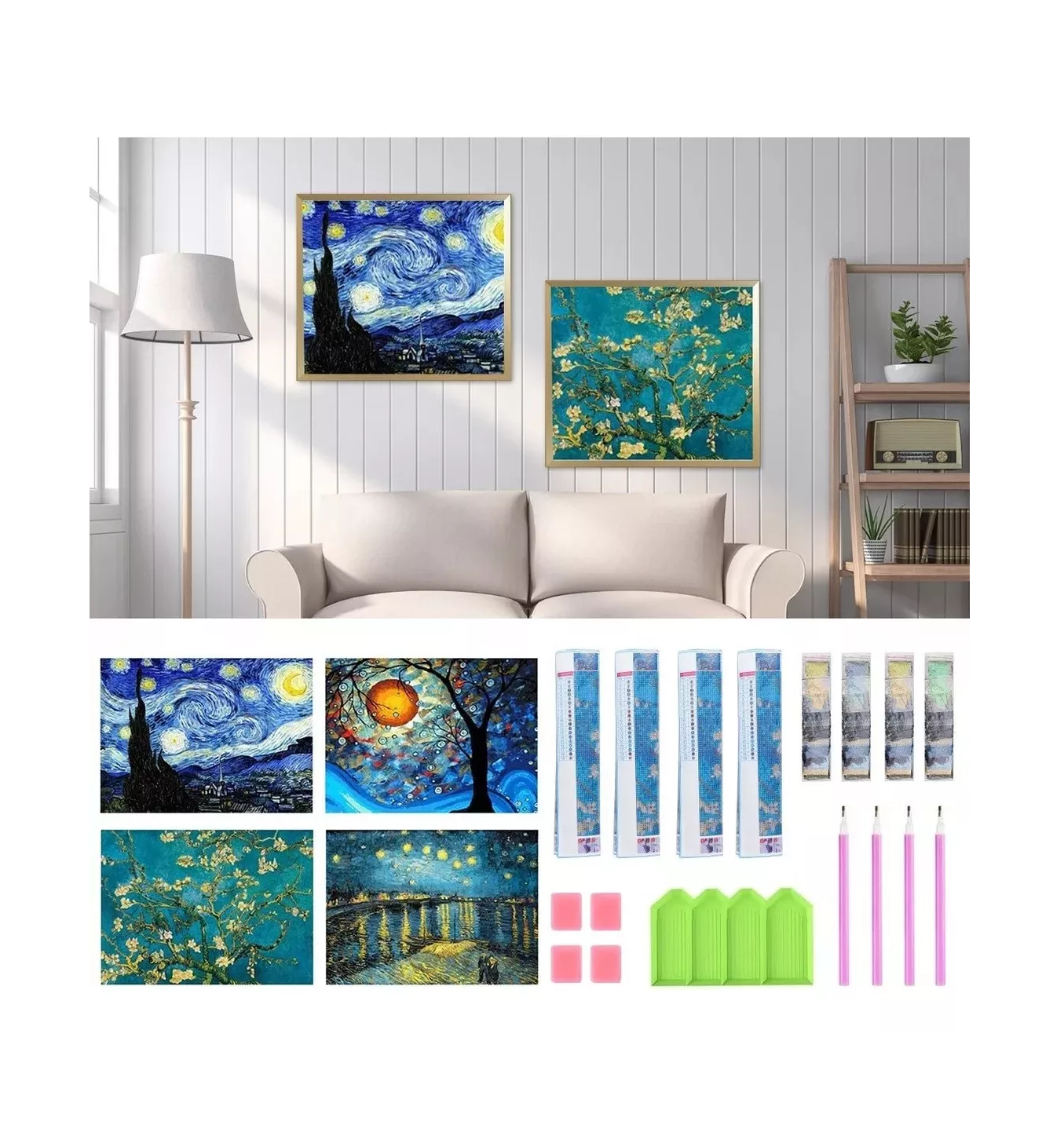 Foto 4 pulgar | Cuadro Decorativo Pintura Diamante 5d 4 Set Multicolor