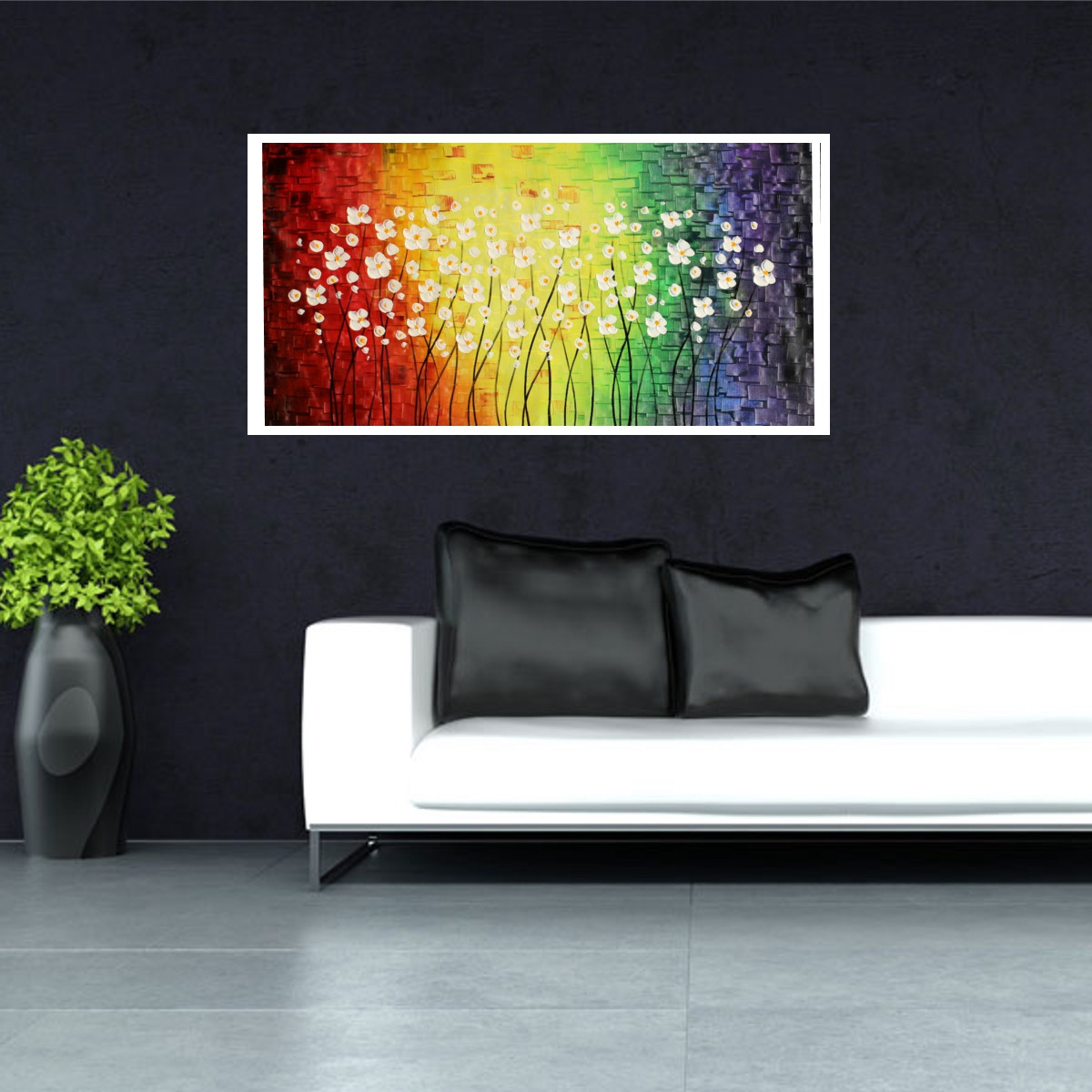 Foto 4 pulgar | Pintura Mural Con Flores Coloridas, 60 X 120 Cm - Venta Internacional.