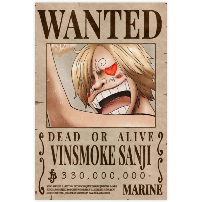 Póster One Piece Reward Wanted Sanji 28 X 42 Cm - Venta Internacional.