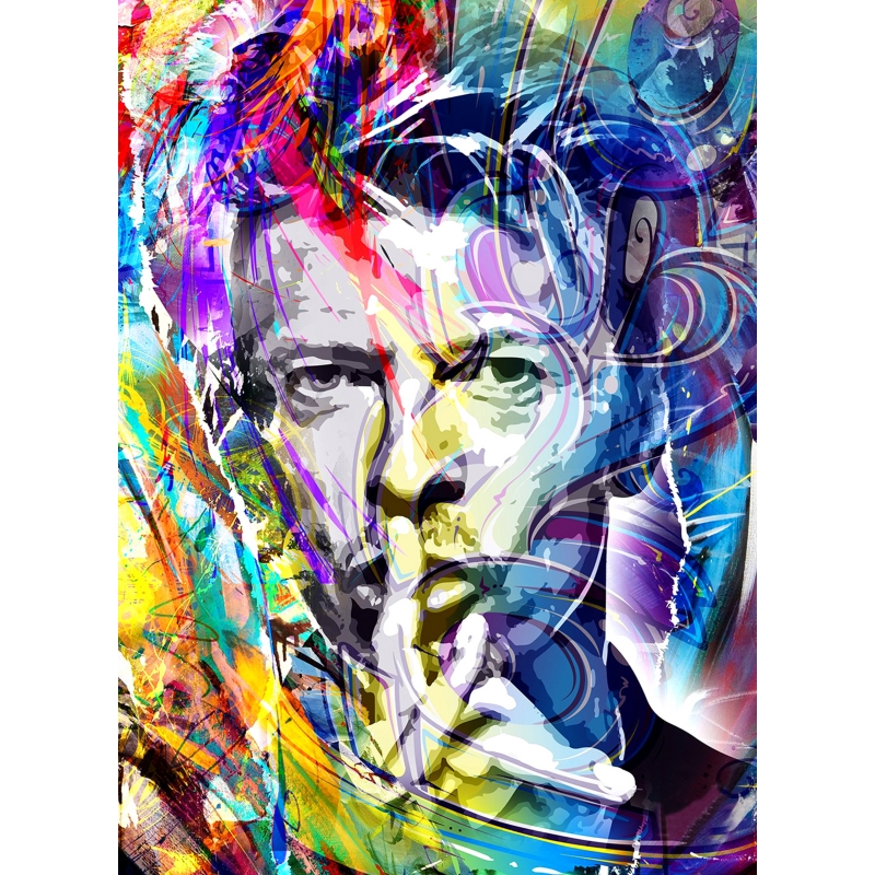 Foto 2 pulgar | Pintura Sobre Lienzo De David Bowie, 50 X 70 Cm, Con Marco De Madera - Venta Internacional.