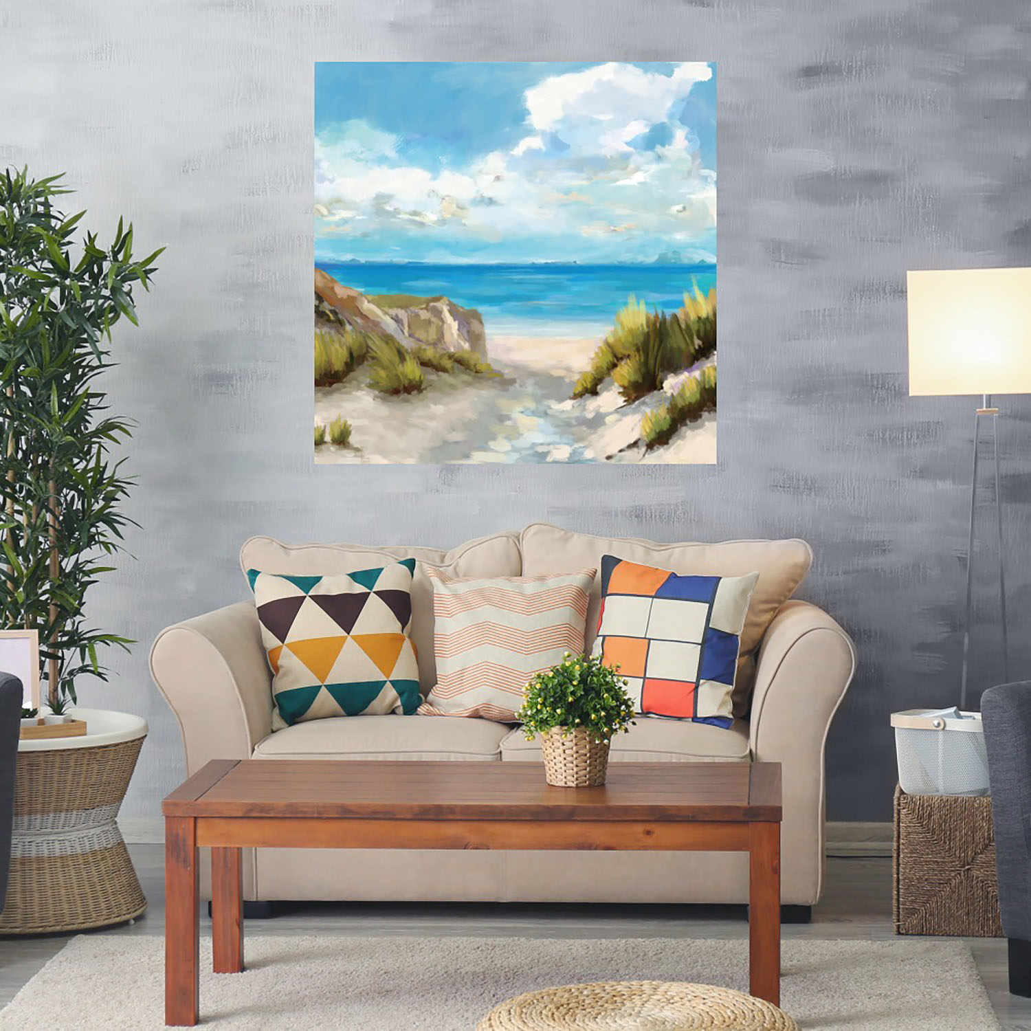 Foto 2 | Cuadro Decorativo Fine Art TJ 'Arena y Mar' de Carson Lyons 82 x 82 cm