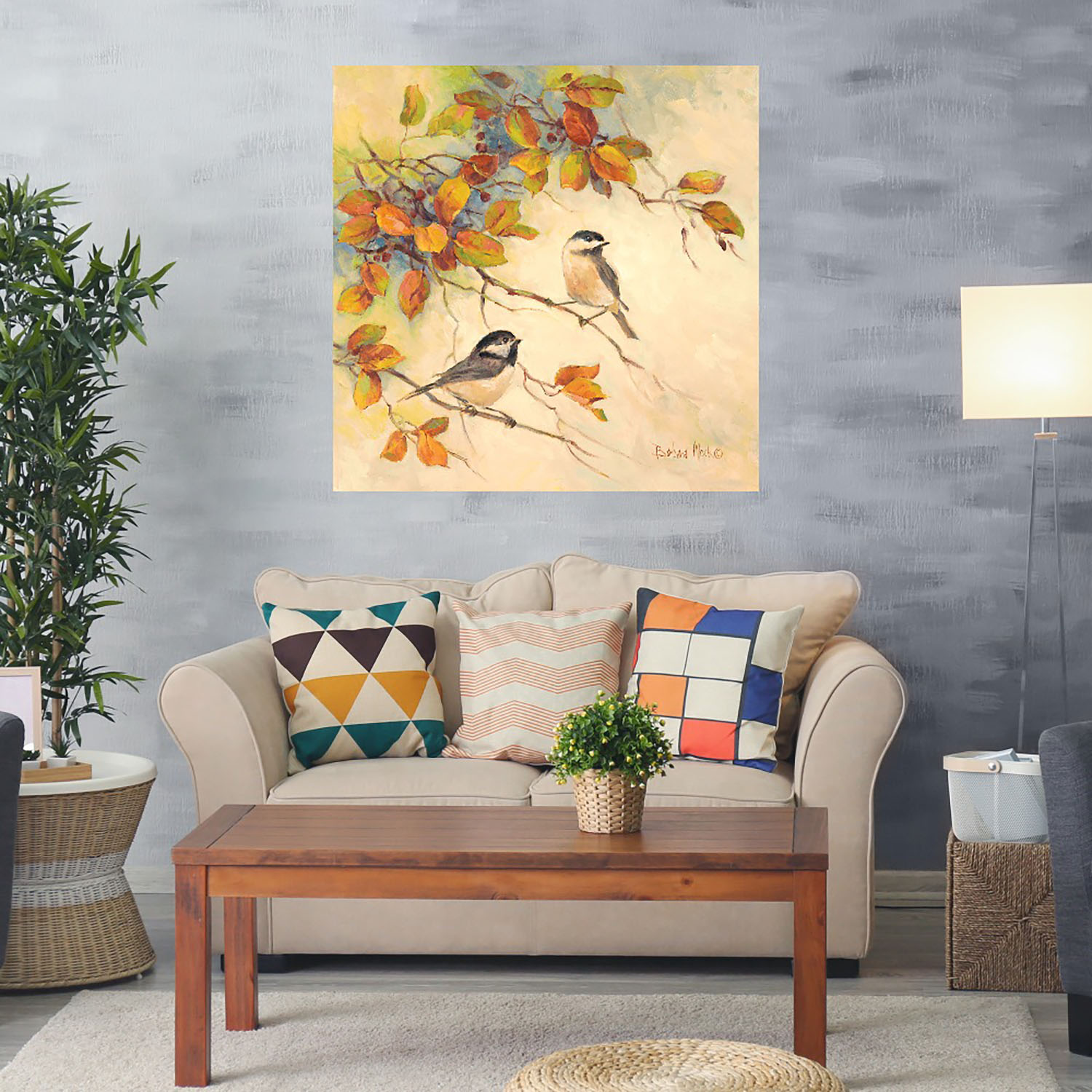 Foto 3 pulgar | Cuadro Decorativo Fine Art TJ 'Aves de Otoño II' de Barbara Mock 94 x 94 cm