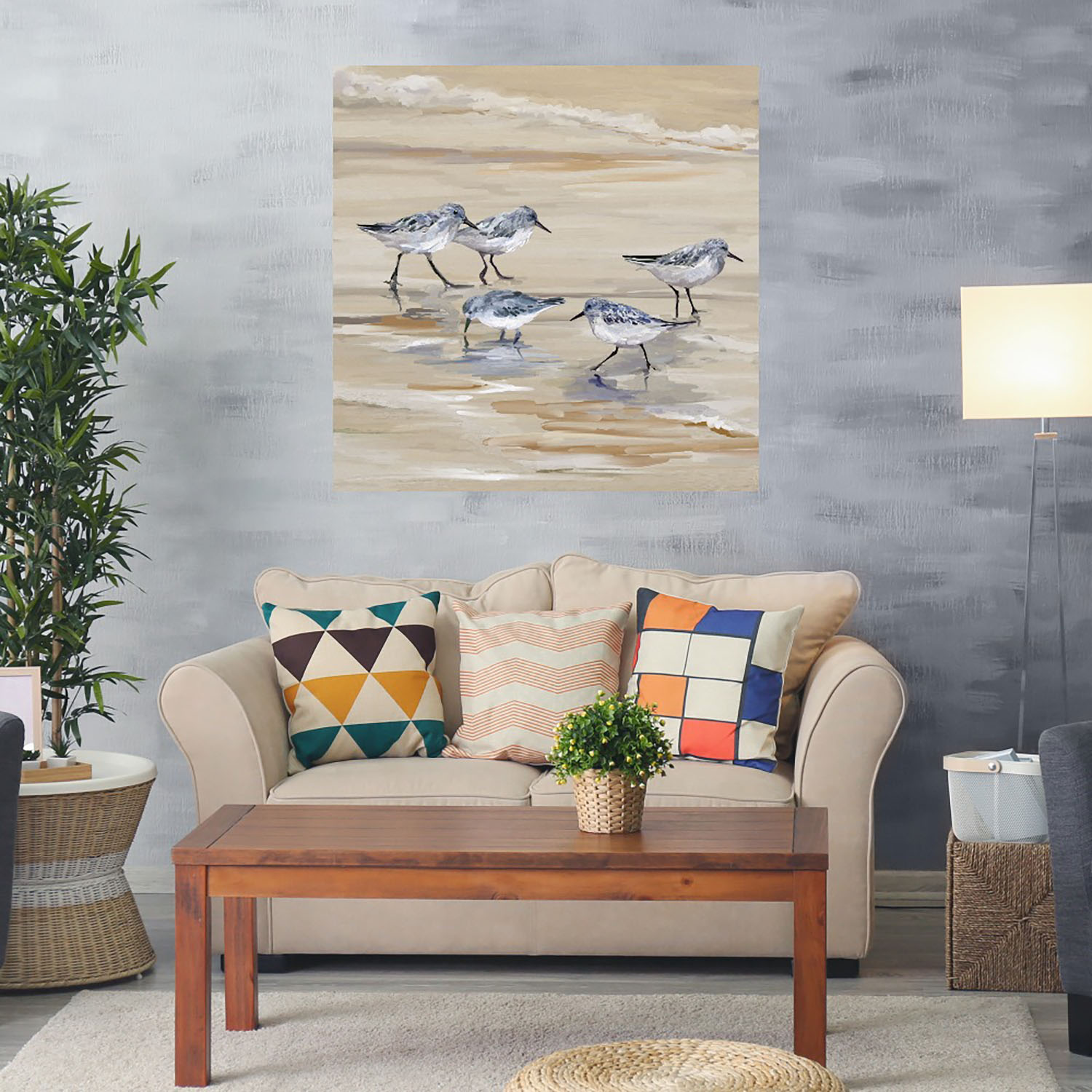 Foto 2 | Cuadro Decorativo - Andarríos En Playa Ii Ambar - Fine Art Tj 56 X 56 cm