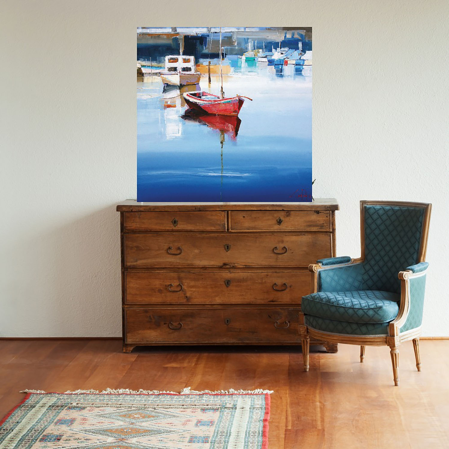 Foto 2 | Cuadro Decorativo Fine Art TJ 'Amarres en Mordialloc' de Craig Trewin Penny 82 x 82 cm
