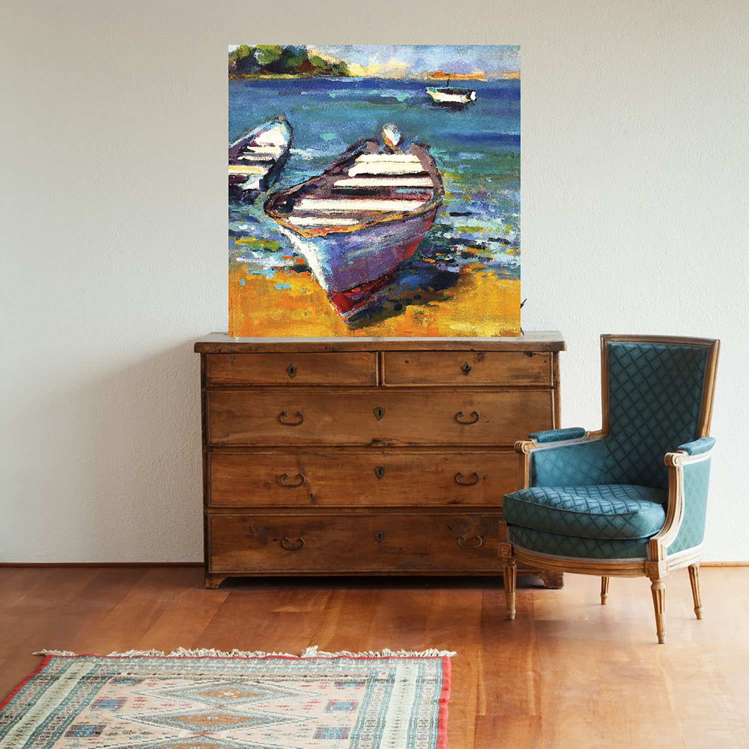 Foto 3 pulgar | Cuadro Decorativo Fine Art TJ 'Bote' de Page Pearson Railsback 56 x 56 cm