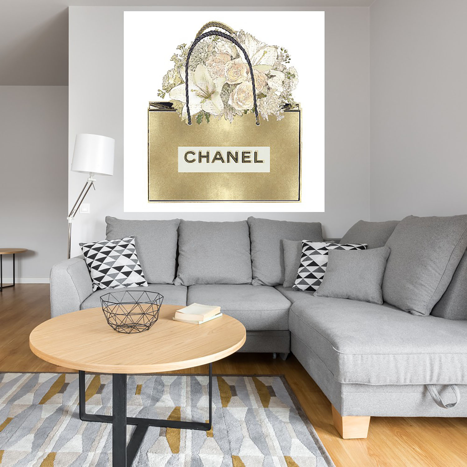 Foto 4 | Cuadro Decorativo - Bolsa De Oro Con Ramo Floral - Madeline Blake  - Arte Moderno - Impresión En Lienzo - Fine Art Tj