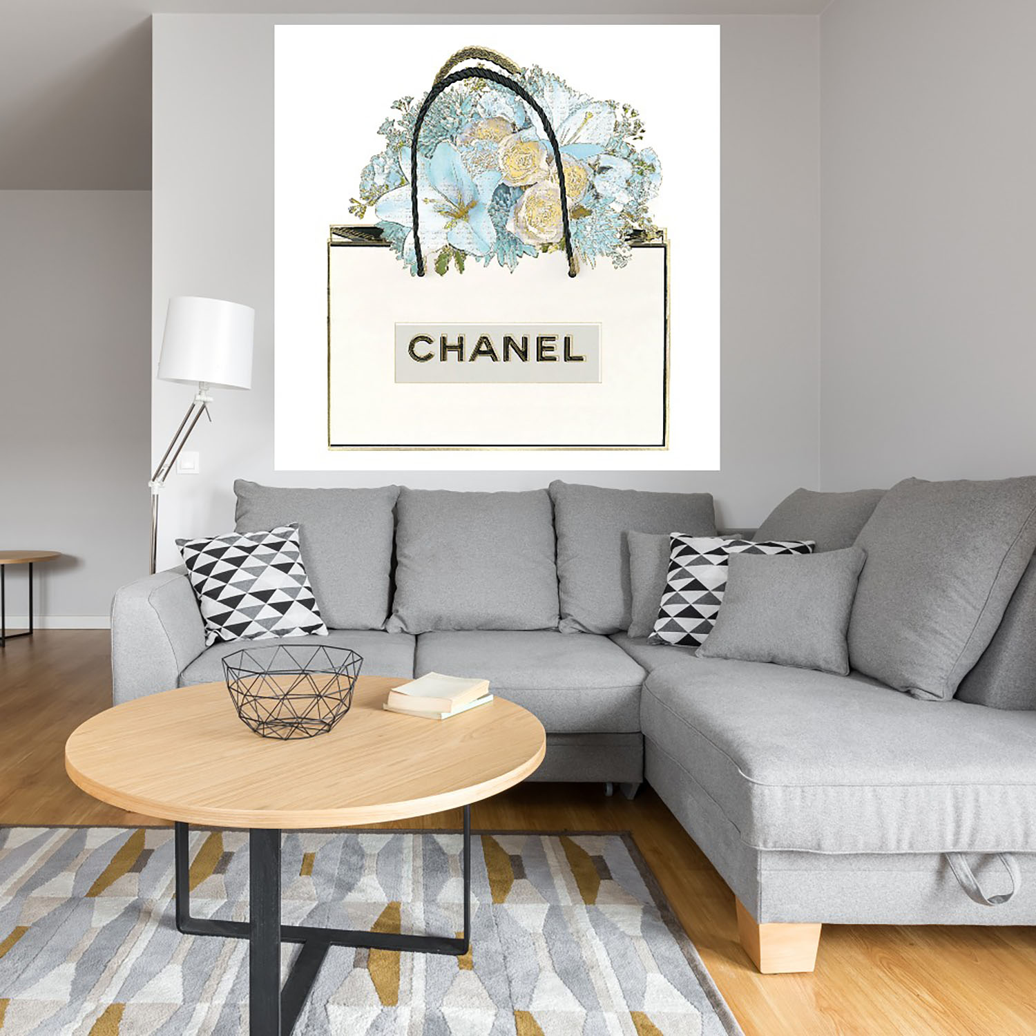 Foto 4 | Cuadro Decorativo Fine Art TJ 'Bolsa con Ramo Floral' de Madeline Blake 82 x 82 cm