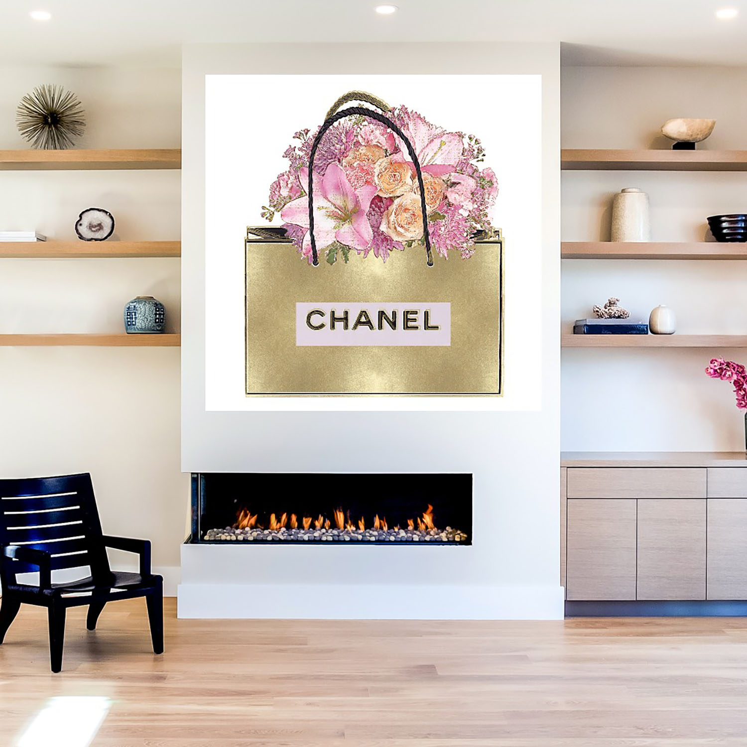 Foto 5 | Cuadro Decorativo Fine Art TJ 'Bolsa con Ramo Floral' de Madeline Blake 82 x 82 cm