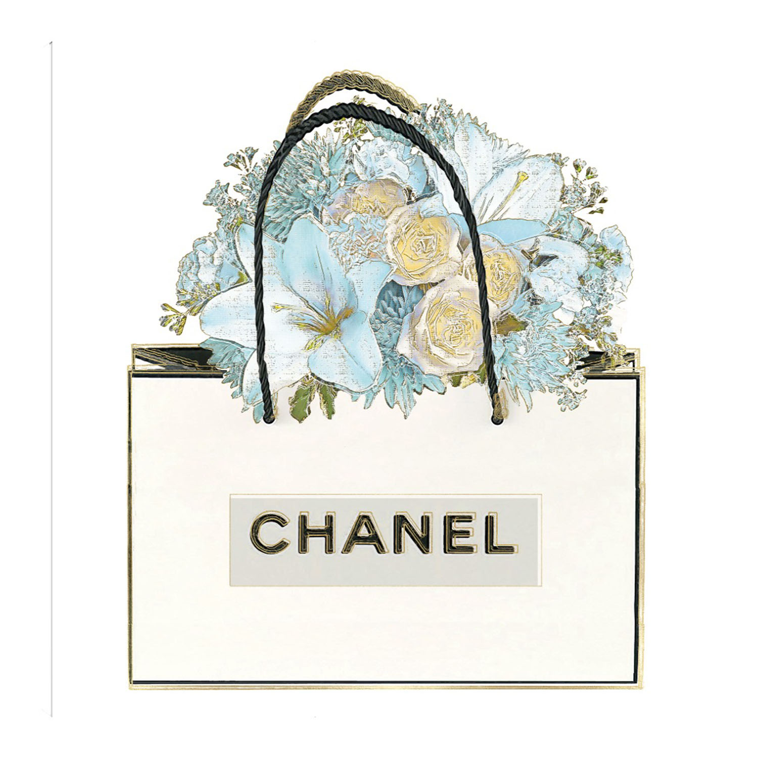 Cuadro Decorativo Fine Art TJ 'Bolsa con Ramo Floral' de Madeline Blake 56 x 56 cm