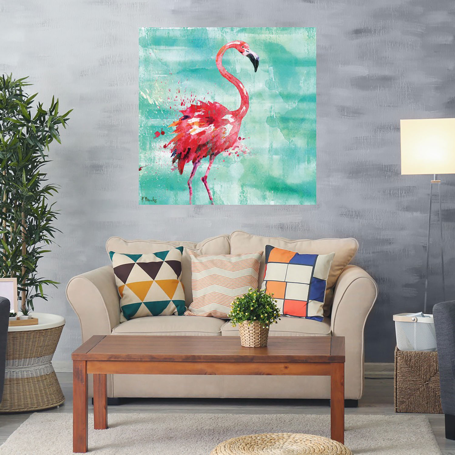 Foto 2 | Cuadro Decorativo - Flamingo De Arianna I - Turquesa - Paul Brent  - Arte Animales - Impresión En Lienzo - Fine Art Tj