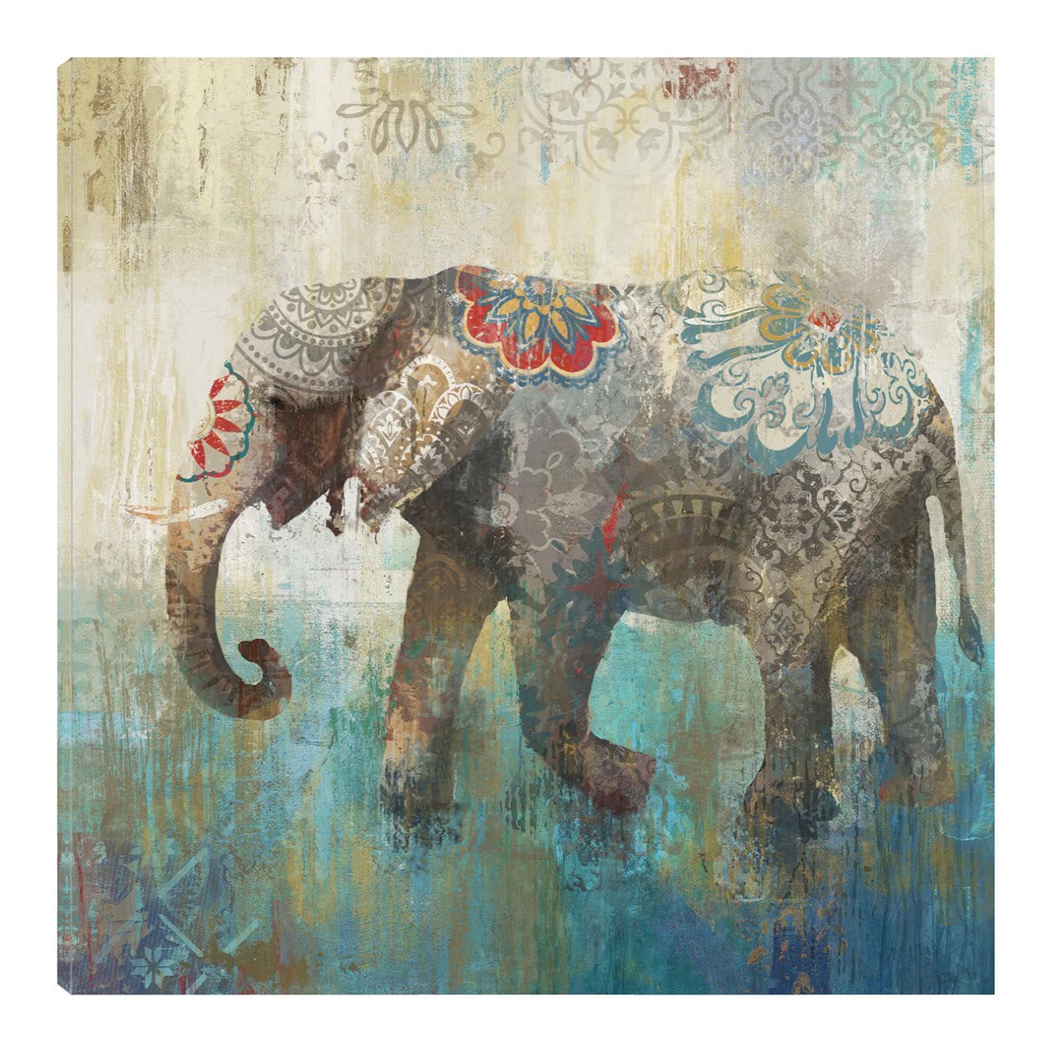 Cuadro Decorativo - Elefante Boho Ii - Heather Hayes  - Arte Animales - Impresión En Lienzo - Fine Art Tj $2,346