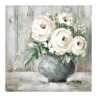 Foto 1 | Cuadro Decorativo - Flor Blanca Y Sabia I - Willowbrook Fine Art - Arte Floral - Impresión En Lienzo - Fine Art Tj