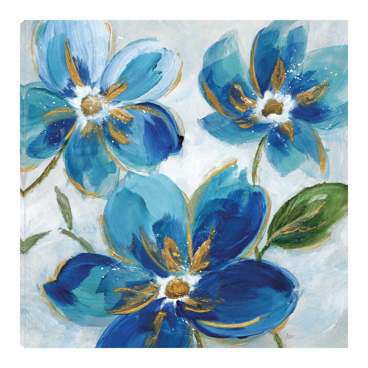 Cuadro Decorativo - Azules Florecientes I - Nan  - Arte Floral - Impresión En Lienzo - Fine Art Tj