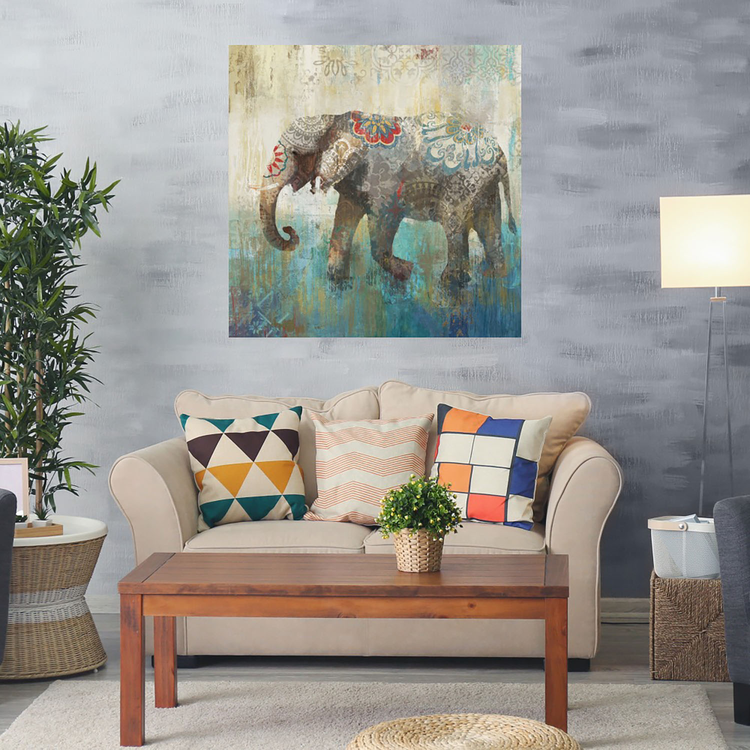 Foto 2 | Cuadro Decorativo - Elefante Boho Ii - Heather Hayes  - Arte Animales - Impresión En Lienzo - Fine Art Tj