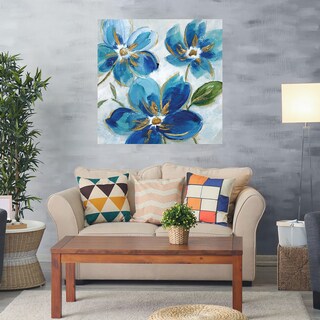 Foto 2 | Cuadro Decorativo - Azules Florecientes I - Nan - Arte Floral - Impresión En Lienzo - Fine Art Tj