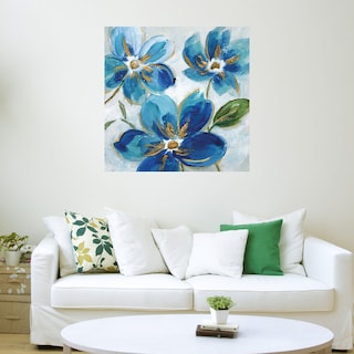 Foto 3 | Cuadro Decorativo - Azules Florecientes I - Nan - Arte Floral - Impresión En Lienzo - Fine Art Tj