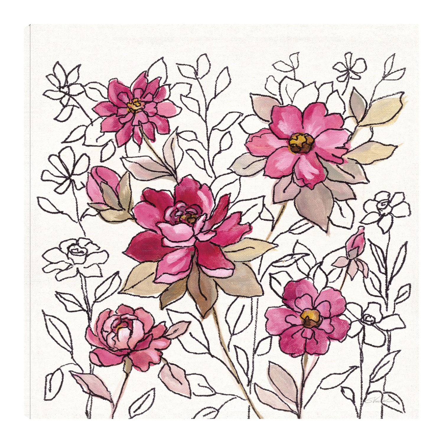 Foto 1 | Cuadro Decorativo - Encaje De Flor Magenta I - Silvia Vassileva  - Arte Floral - Impresión En Lienzo - Fine Art Tj