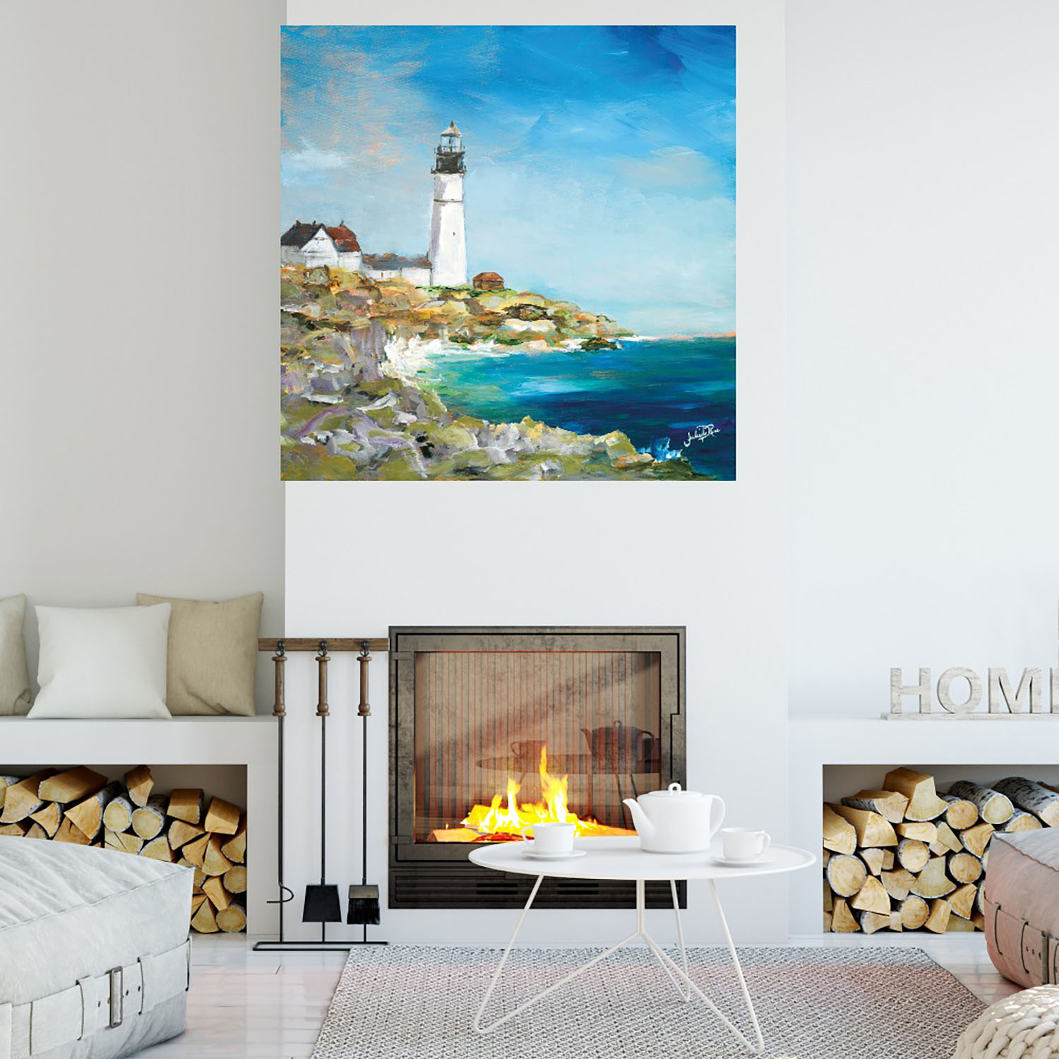 Foto 4 | Cuadro Decorativo - Faro En La Costa Rocosa I - Julie Derice  - Arte Costa - Impresión En Lienzo - Fine Art Tj