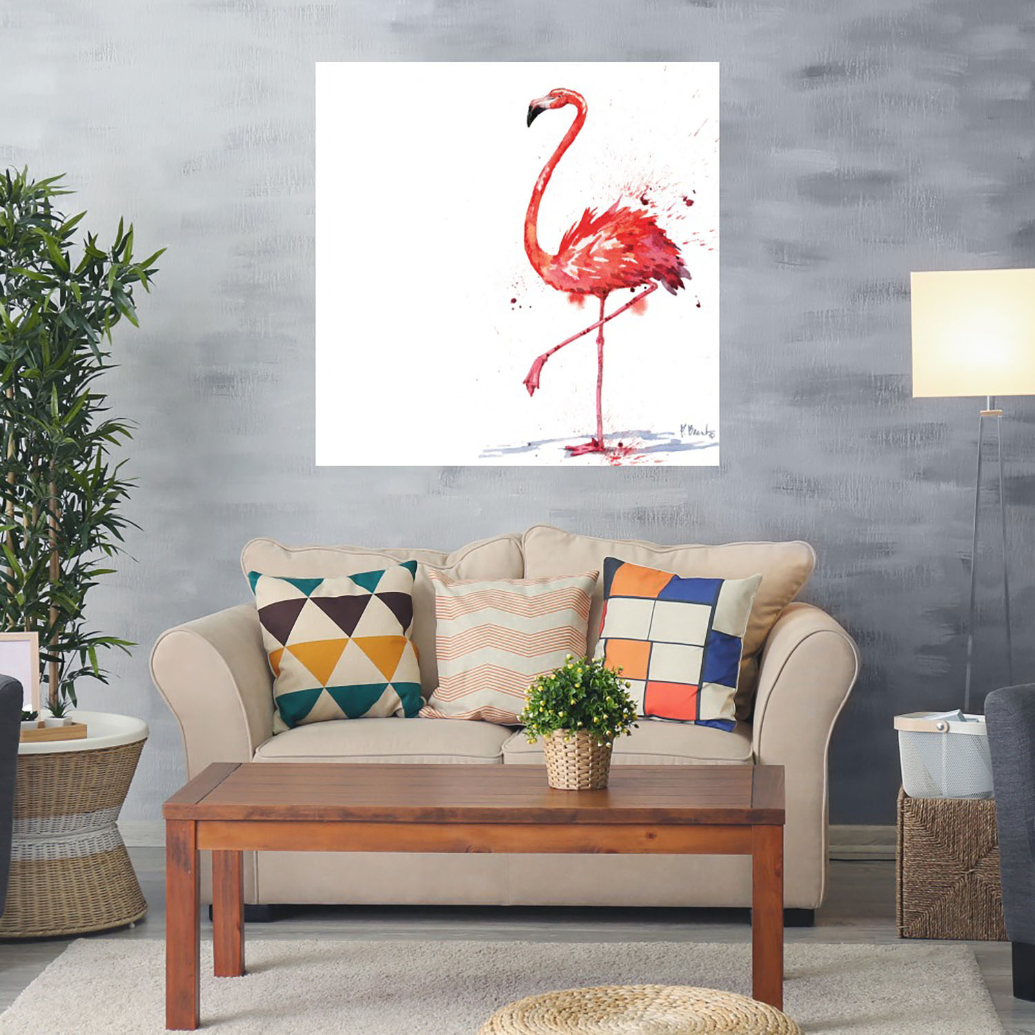 Foto 2 | Cuadro Decorativo - Flamingo De Arianna Ii - Paul Brent  - Arte Animales - Impresión En Lienzo - Fine Art Tj