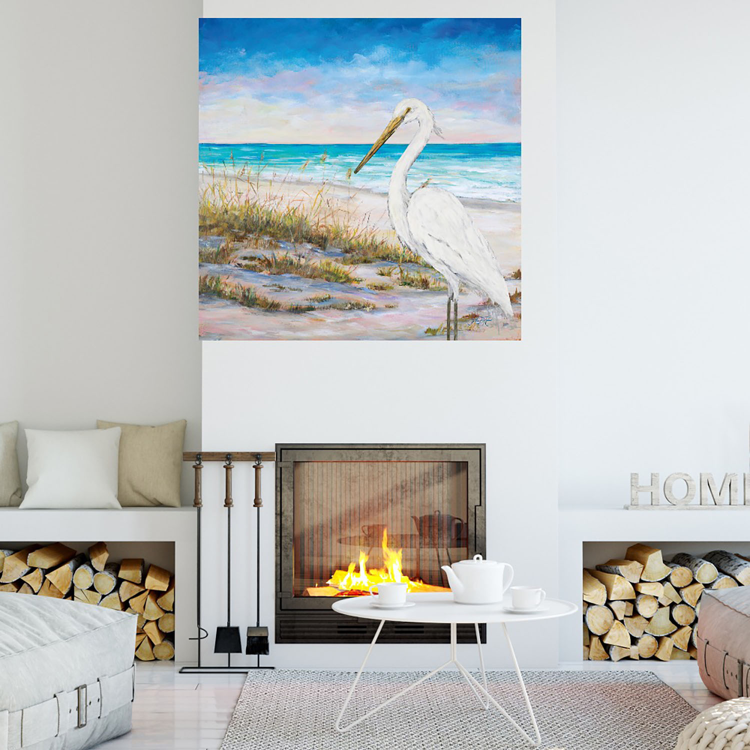 Foto 4 | Cuadro Decorativo - Garza En La Playa - Julie Derice  - Arte Moderno - Impresión En Lienzo - Fine Art Tj
