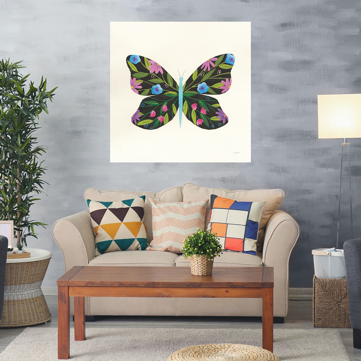 Foto 3 pulgar | Cuadro Decorativo Fine Art TJ 'Jardín de Mariposa III' de Courtney Prahl 82 x82 cm
