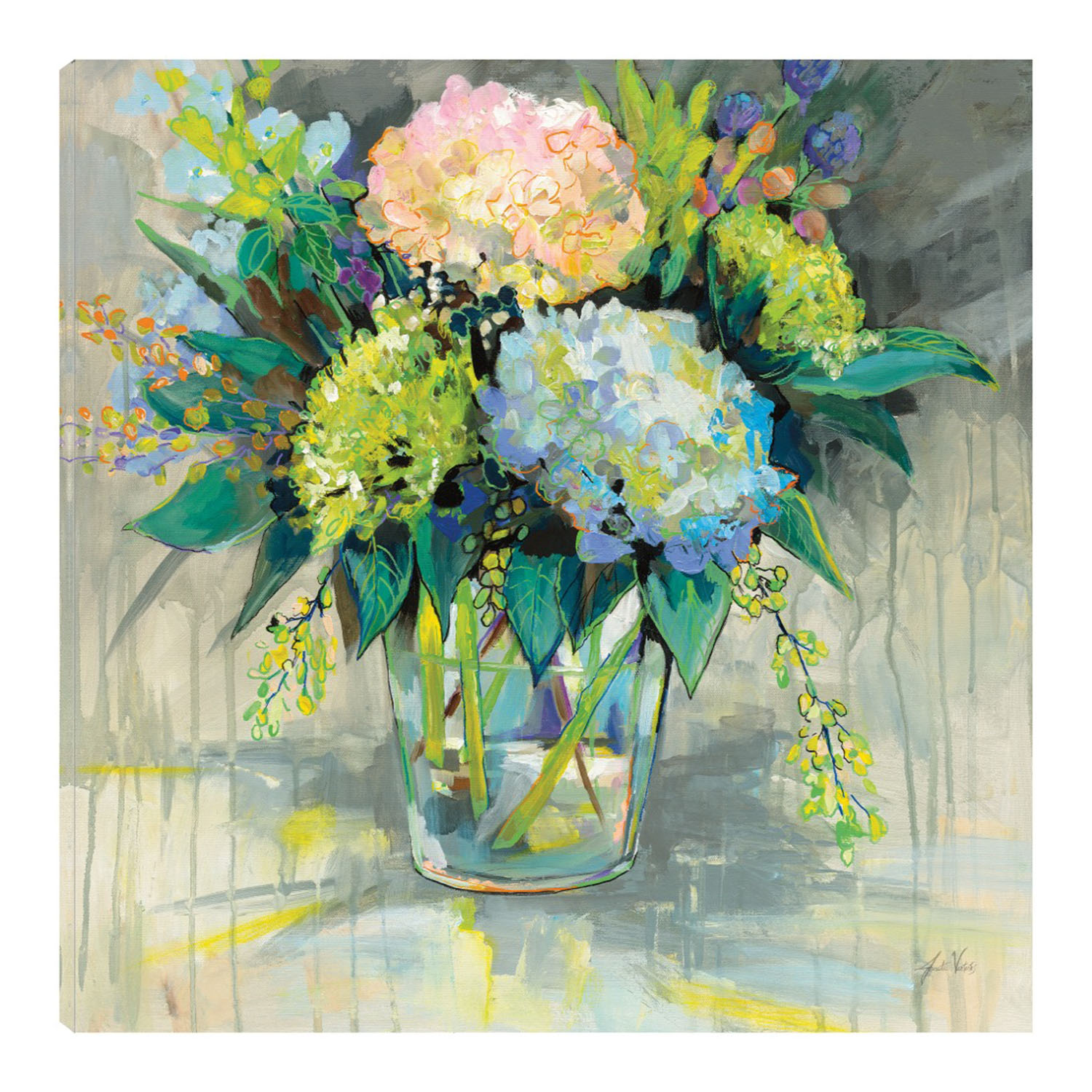 Cuadro Decorativo - Hortensias Del Jardín - Jeanette Vertentes  - Arte Moderno - Impresión En Lienzo - Fine Art Tj