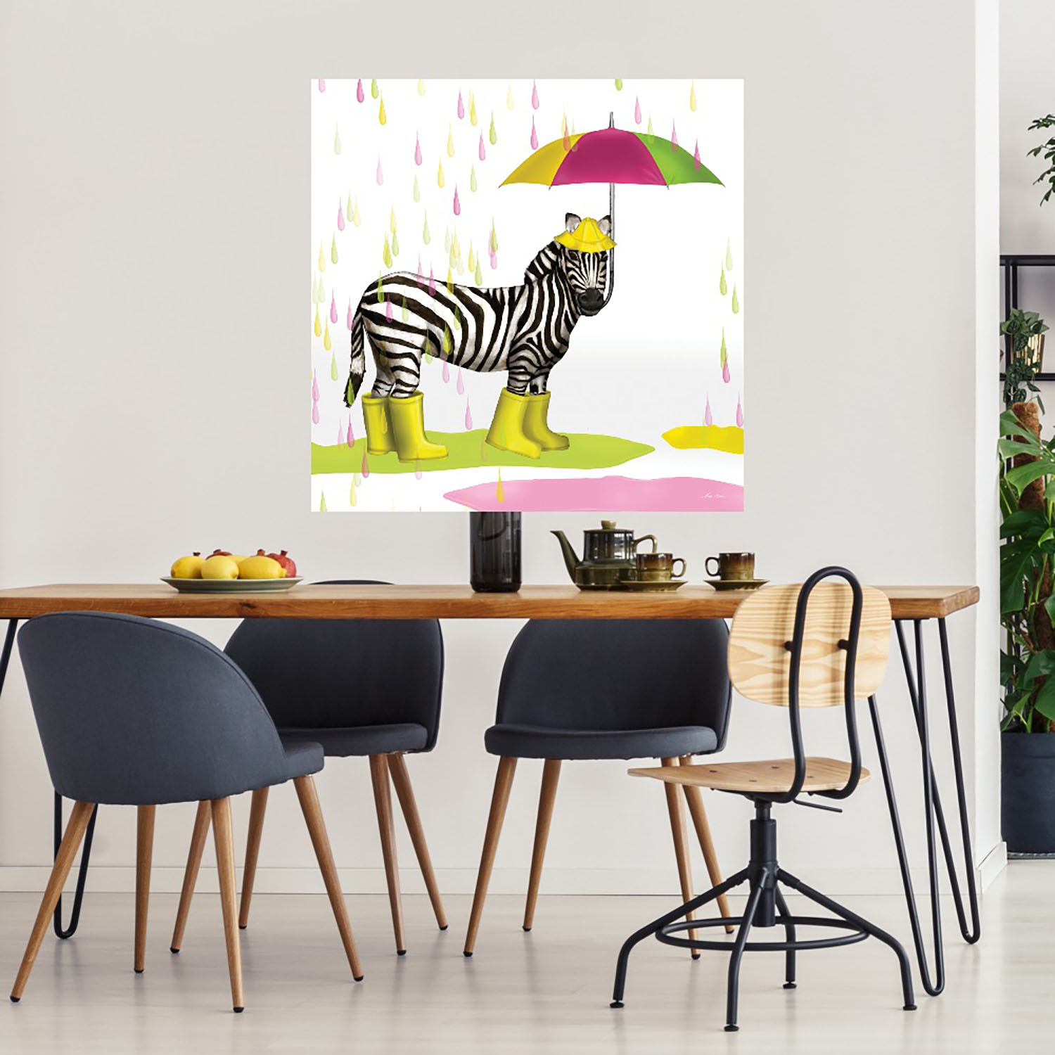 Foto 4 pulgar | Cuadro Decorativo Fine Art Tj Gotas de Lluvia Safari Cebra Hugo Edwins Arte Moderno Impresión en Lienzo