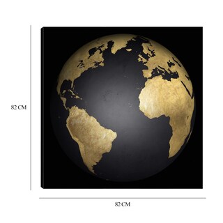 Foto 6 | Cuadro Decorativo - Globo Terraqueo Dorado Y Negro - Belle Maison - Arte Moderno - Impresión En Lienzo - Fine Art Tj