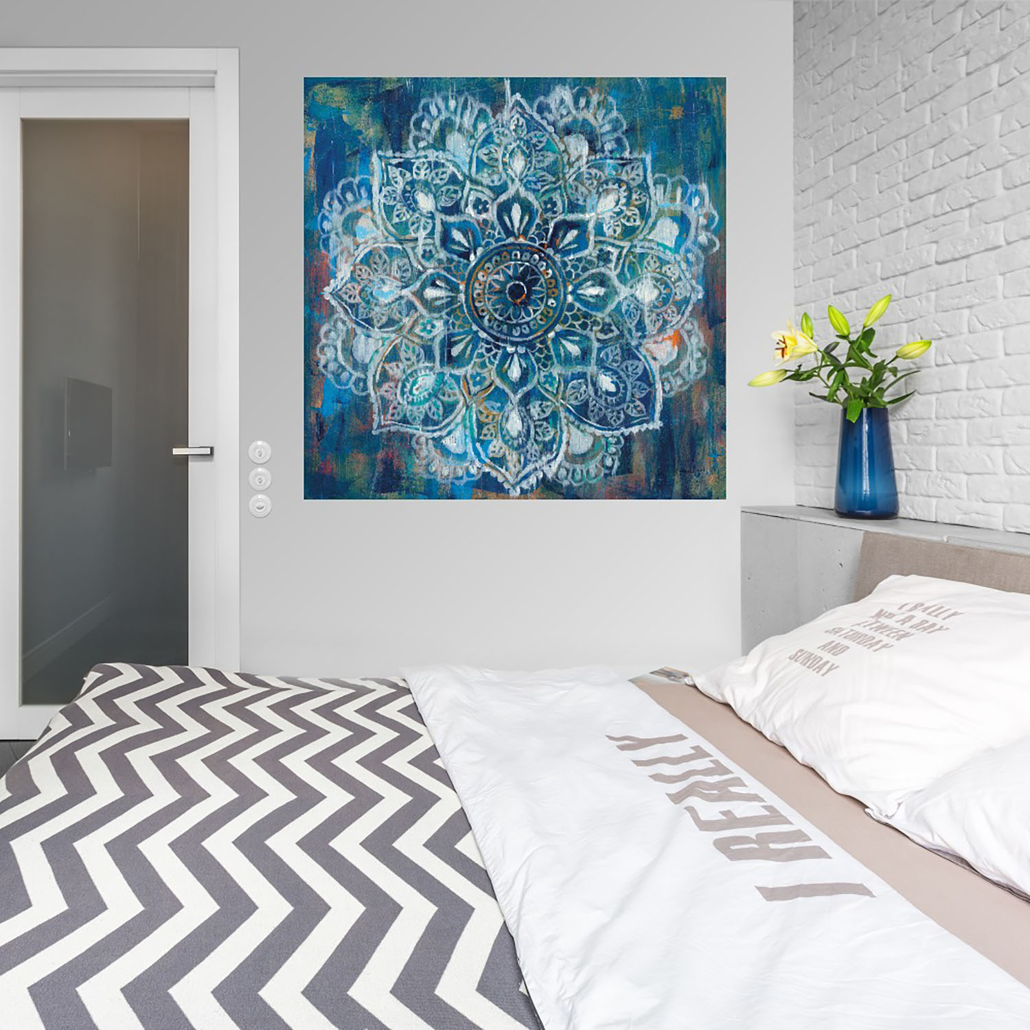 Foto 4 pulgar | Cuadro Decorativo - Mandala En Azul Ii - Danhui Nai  - Arte Abstracto - Impresión En Lienzo - Fine Art Tj