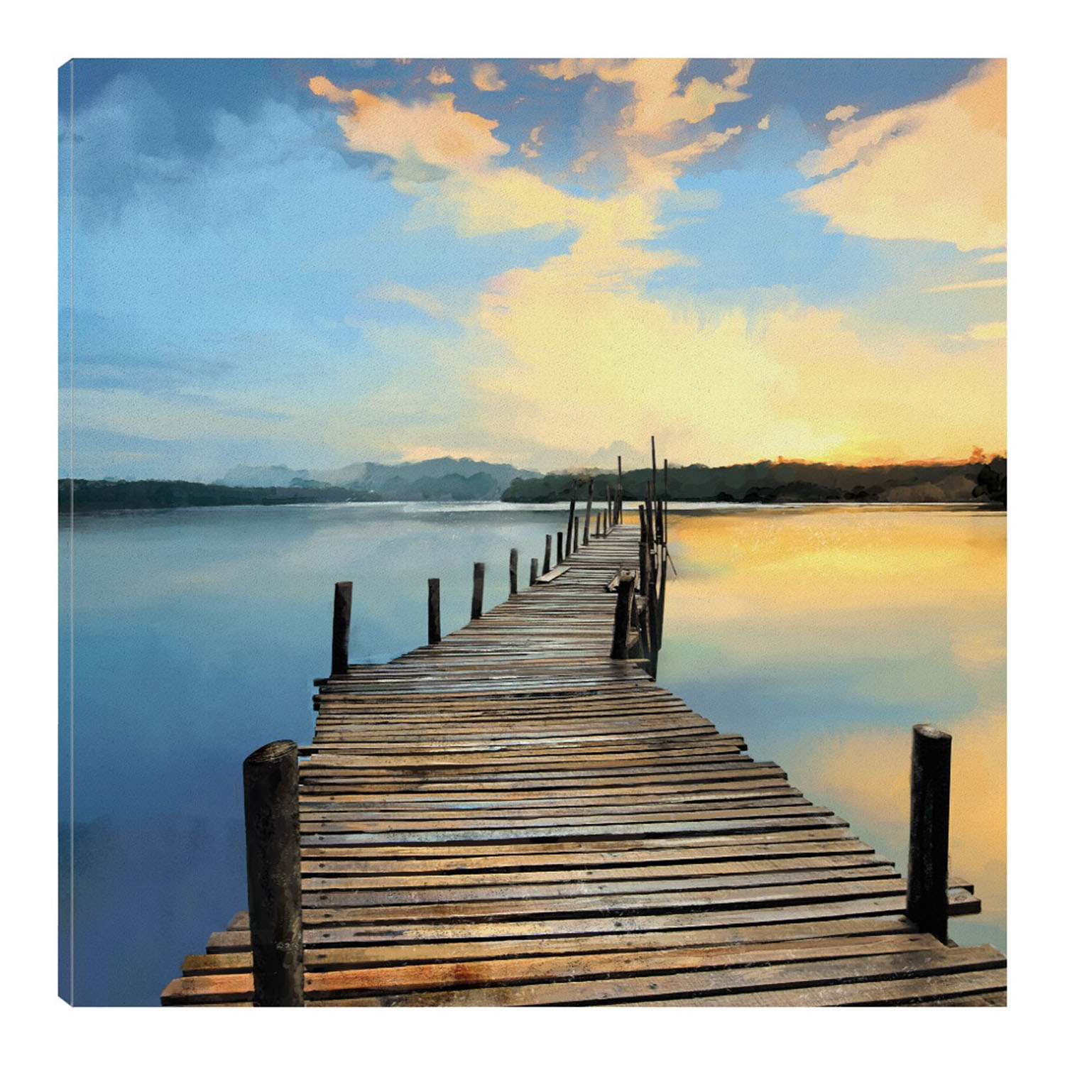 Foto 1 | Cuadro Decorativo - Muelle Del Atardecer - Studio Arts  - Arte Paisaje - Impresión En Lienzo - Fine Art Tj