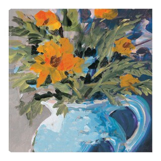 Foto 1 | Cuadro Decorativo - Margaritas Naranjas En Jarrón Azul - Jane Slivka - Arte Floral - Impresión En Lienzo - Fine Art Tj