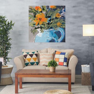 Foto 2 | Cuadro Decorativo - Margaritas Naranjas En Jarrón Azul - Jane Slivka - Arte Floral - Impresión En Lienzo - Fine Art Tj