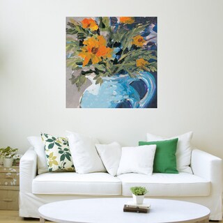 Foto 3 | Cuadro Decorativo - Margaritas Naranjas En Jarrón Azul - Jane Slivka - Arte Floral - Impresión En Lienzo - Fine Art Tj