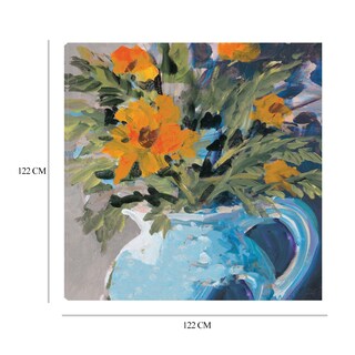 Foto 6 | Cuadro Decorativo - Margaritas Naranjas En Jarrón Azul - Jane Slivka - Arte Floral - Impresión En Lienzo - Fine Art Tj