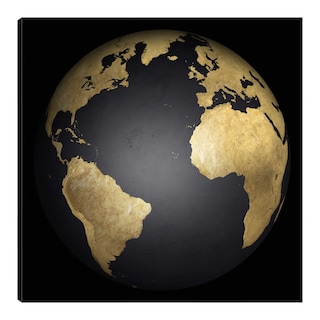 Foto 1 | Cuadro Decorativo - Globo Terraqueo Dorado Y Negro - Belle Maison - Arte Moderno - Impresión En Lienzo - Fine Art Tj