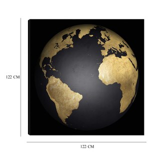Foto 6 | Cuadro Decorativo - Globo Terraqueo Dorado Y Negro - Belle Maison - Arte Moderno - Impresión En Lienzo - Fine Art Tj