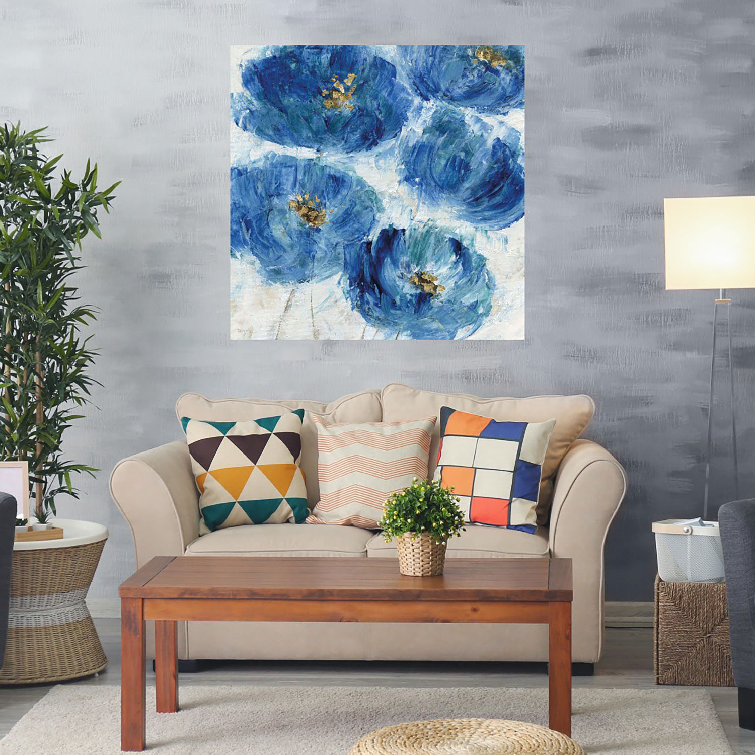 Foto 2 | Cuadro Decorativo Fine Art Tj Mancha Floral Azul Katrina Craven