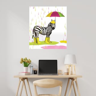 Foto 2 | Cuadro Decorativo Fine Art Tj Gotas de Lluvia Safari Cebra Hugo Edwins Arte Moderno Impresión en Lienzo